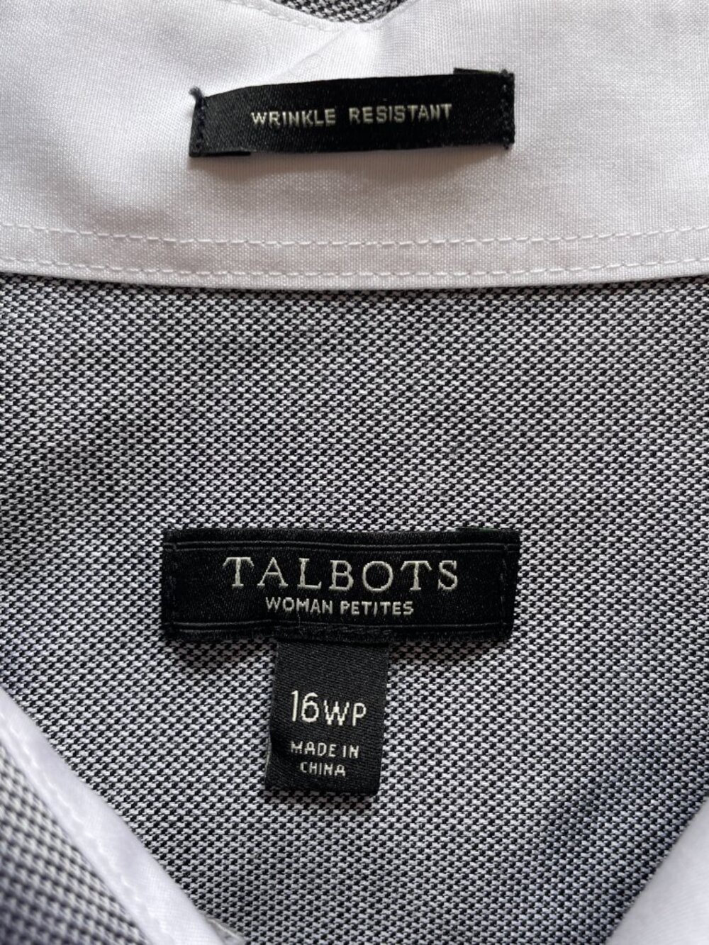 Talbots Wrinkle Resistant 16WP Gray/Blue Chambray 100% Cotton Like New - Picture 3 of 6